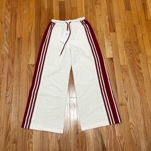Women's White and Red Wide Leg Pants